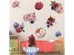 Adesivos Flores Peônia 2 Peças Decoração para Quarto e Banheiro RNEMITERY