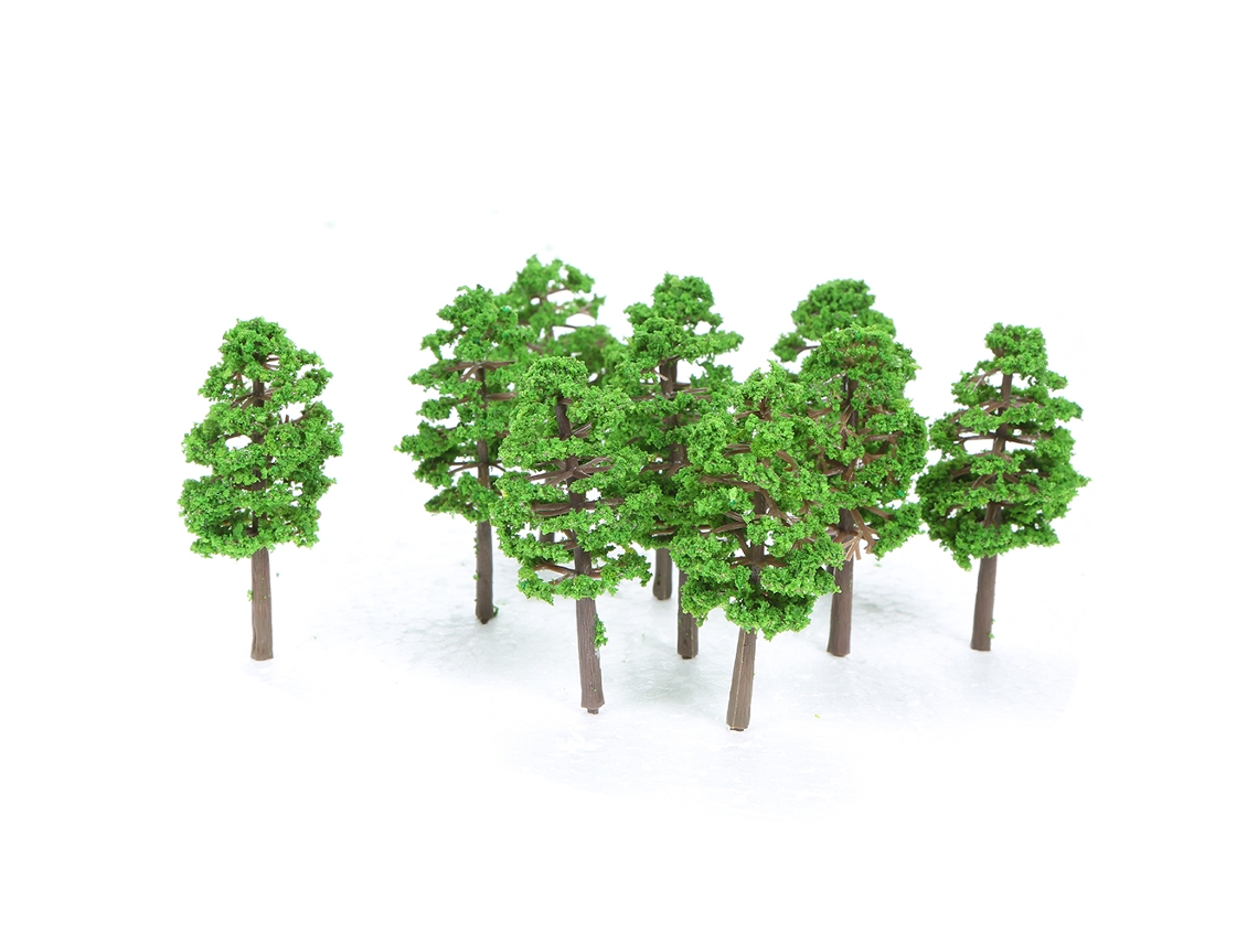 Mali 60 Mini Árvores de Plástico Verdes para Modelos Arquitetônicos, Trilhos de Trem e Paisagens Jardim