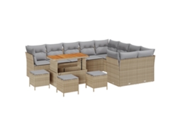 Conjunto 13 Sofá De Jardim Vidaxl Bege Vime Pe (110 X 55 X 71 Cm)