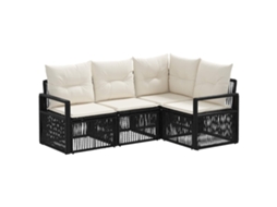 Vidaxl Conjunto De Sofá De Jardim 4 Pcs Preto Vime Pe