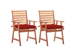Cadeiras De Jantar P/ Jardim 2 Pcs C/ Almofadões Acácia Maciça Dkd Home Decor