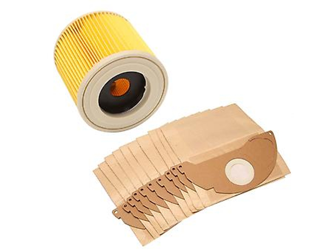 Filtro para aspirador Karcher compatível com aspirador de pó e líquidos WD2 e sacos 10 D