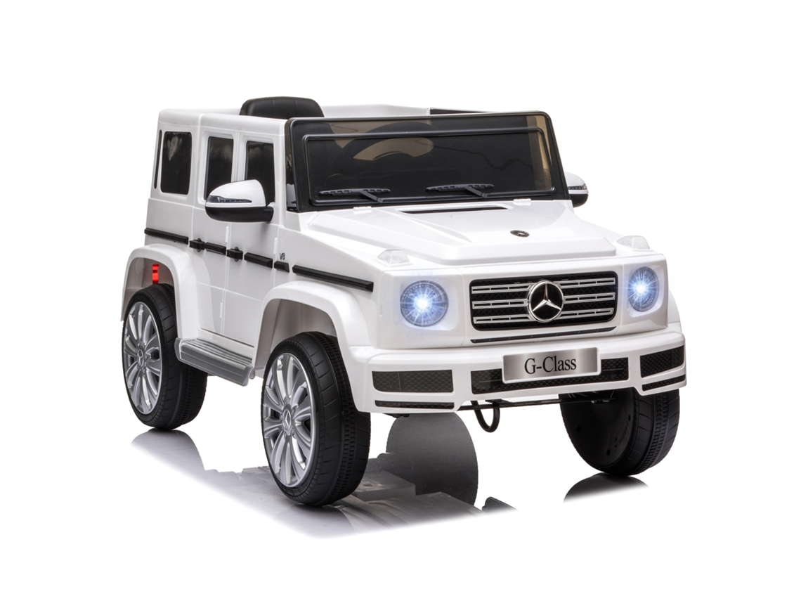 Carro Elétrico Benz G500 Todo o terreno Branco (bateria 12v, Música, Buzina, 3 5 Km/h)