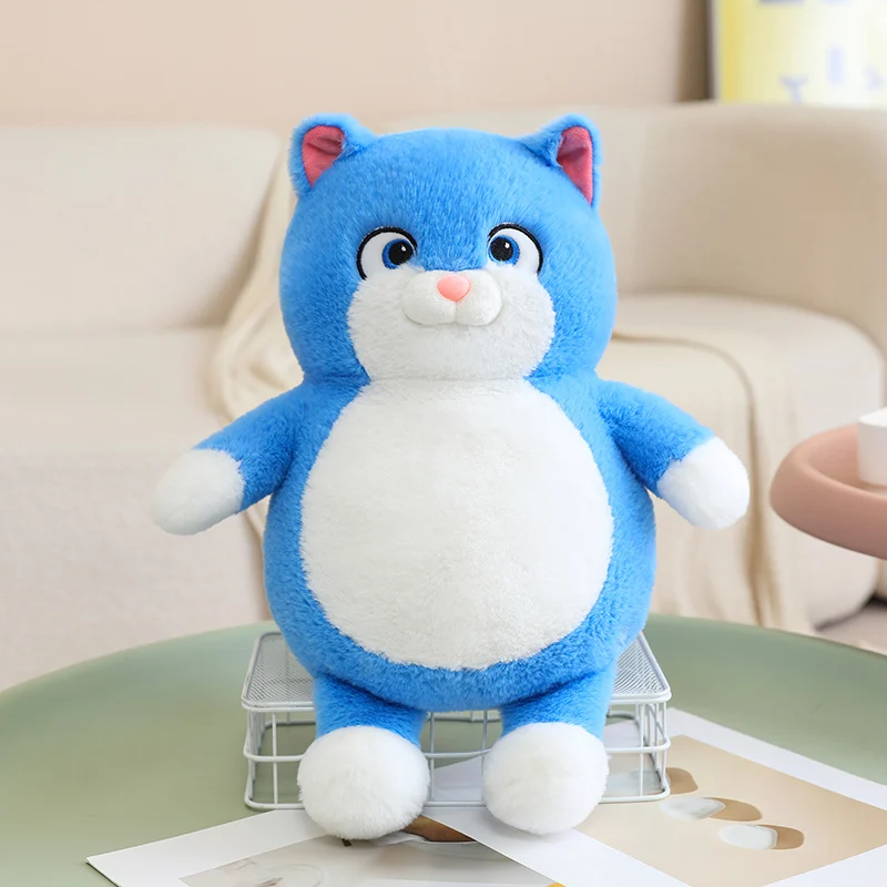 Almofada de Pelúcia Fofa de Gato Gordo de Desenho Animado MDUG (azul, 30cm)
