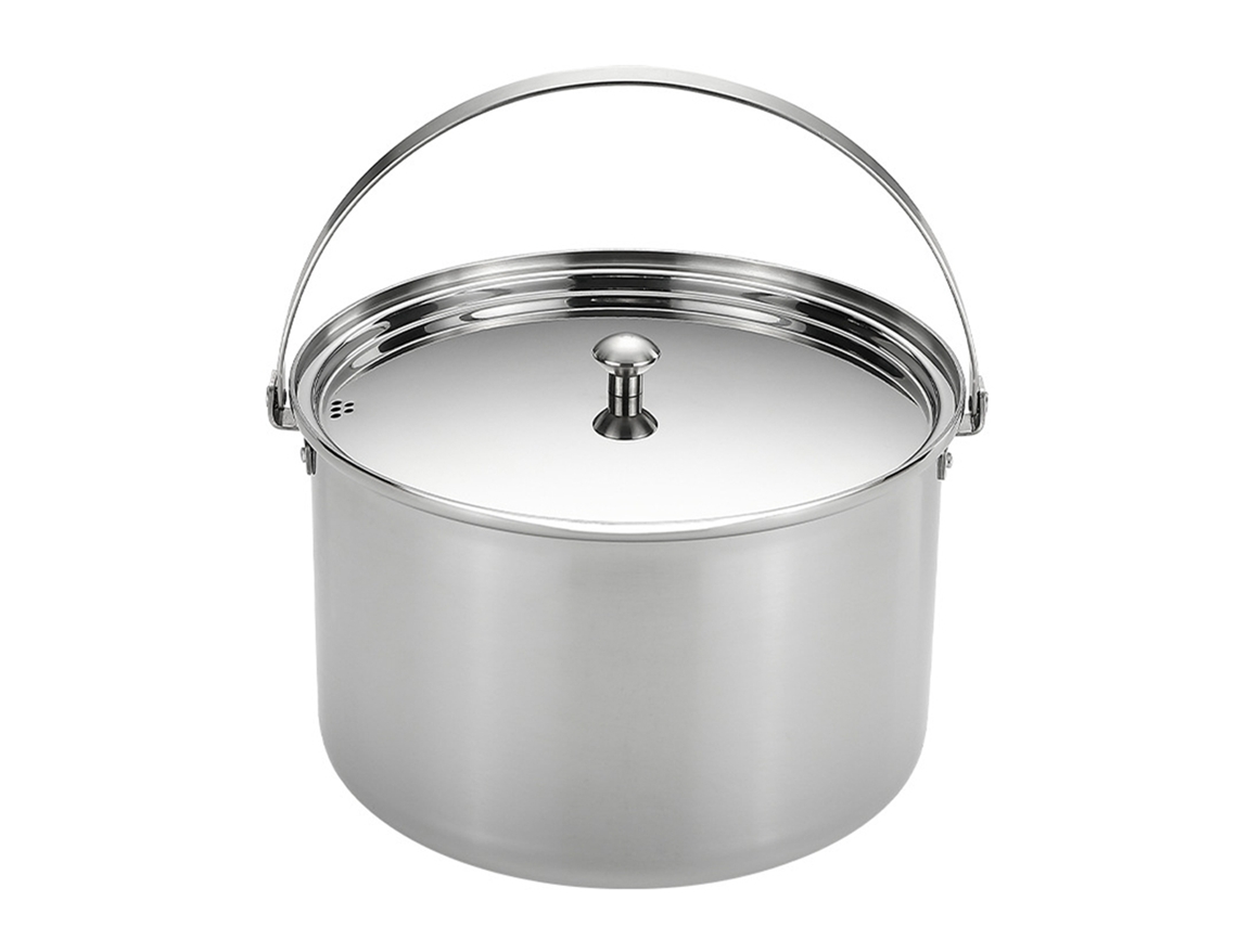 Panela de Arroz Portátil para Camping Aço Inox