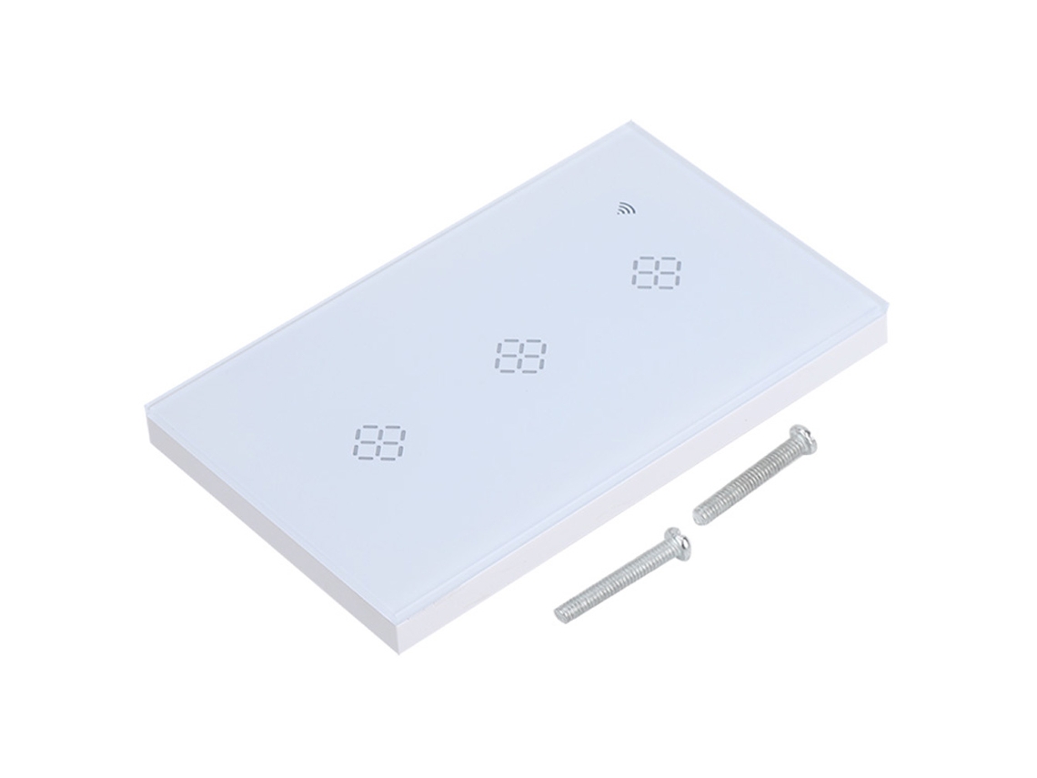 Interruptor de parede inteligente Wi-Fi padrão americano, 3 vias, controle remoto celular, comando de voz e temporizador.
