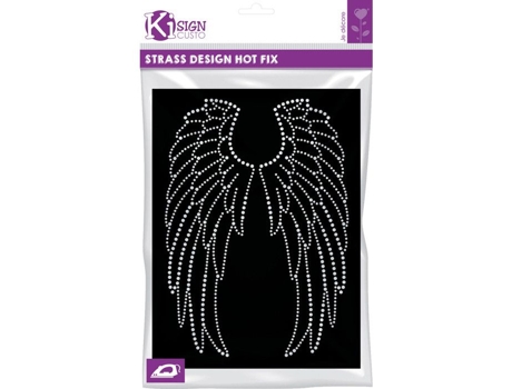 Transferência térmica com strass e ganchos, 18 x 26 cm, símbolo Ki