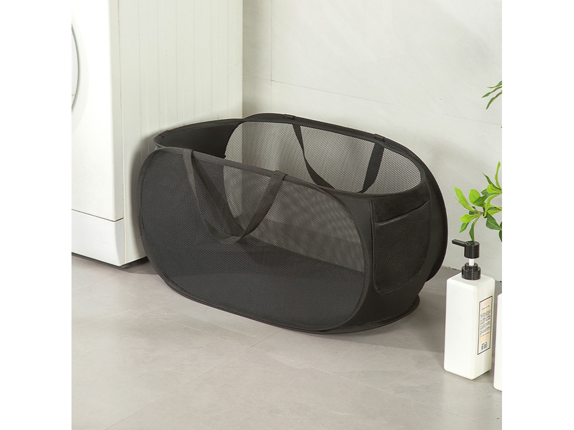 Cesto De Roupa Dobrável Com Alças Black