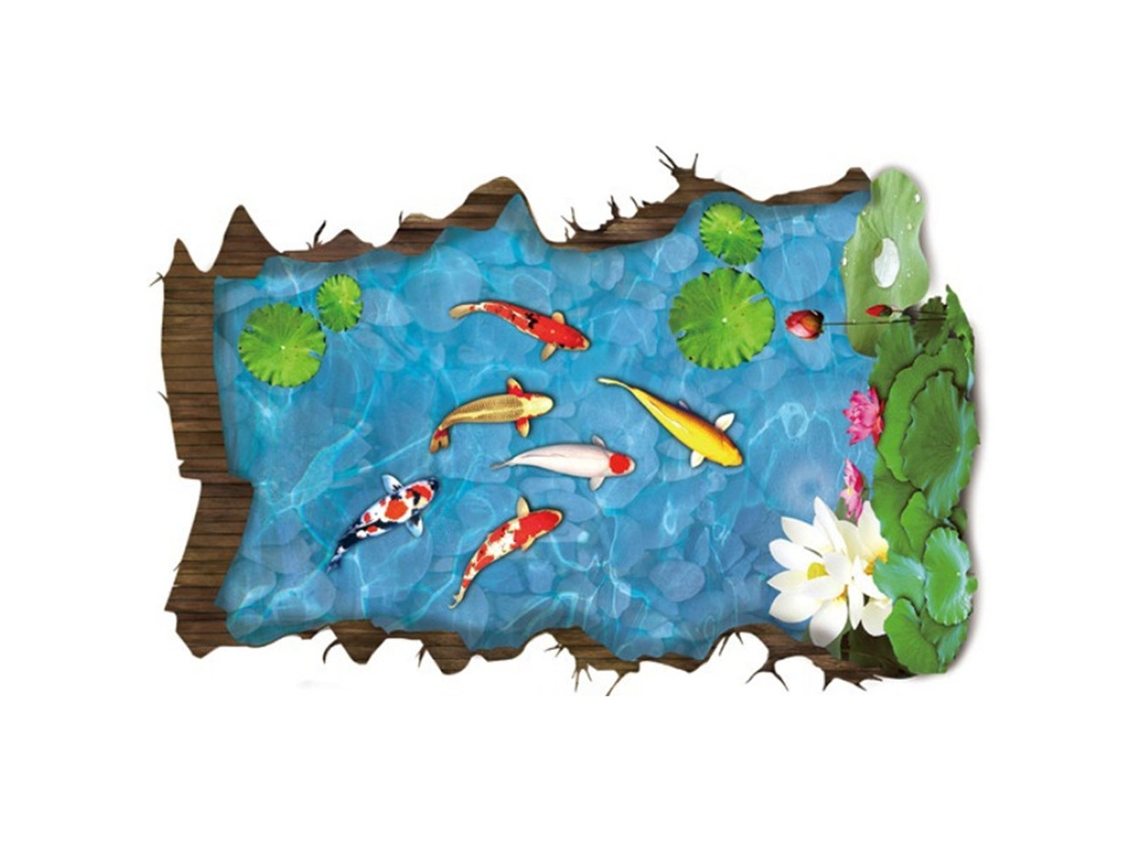 Adesivos 3d Peixe Lótus Para Parede E Chão - Laxiscreed