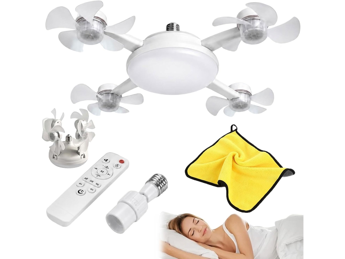 Ventilador De Teto Drone Com Luz, Led Rosca E27 E Controle Remoto, 3