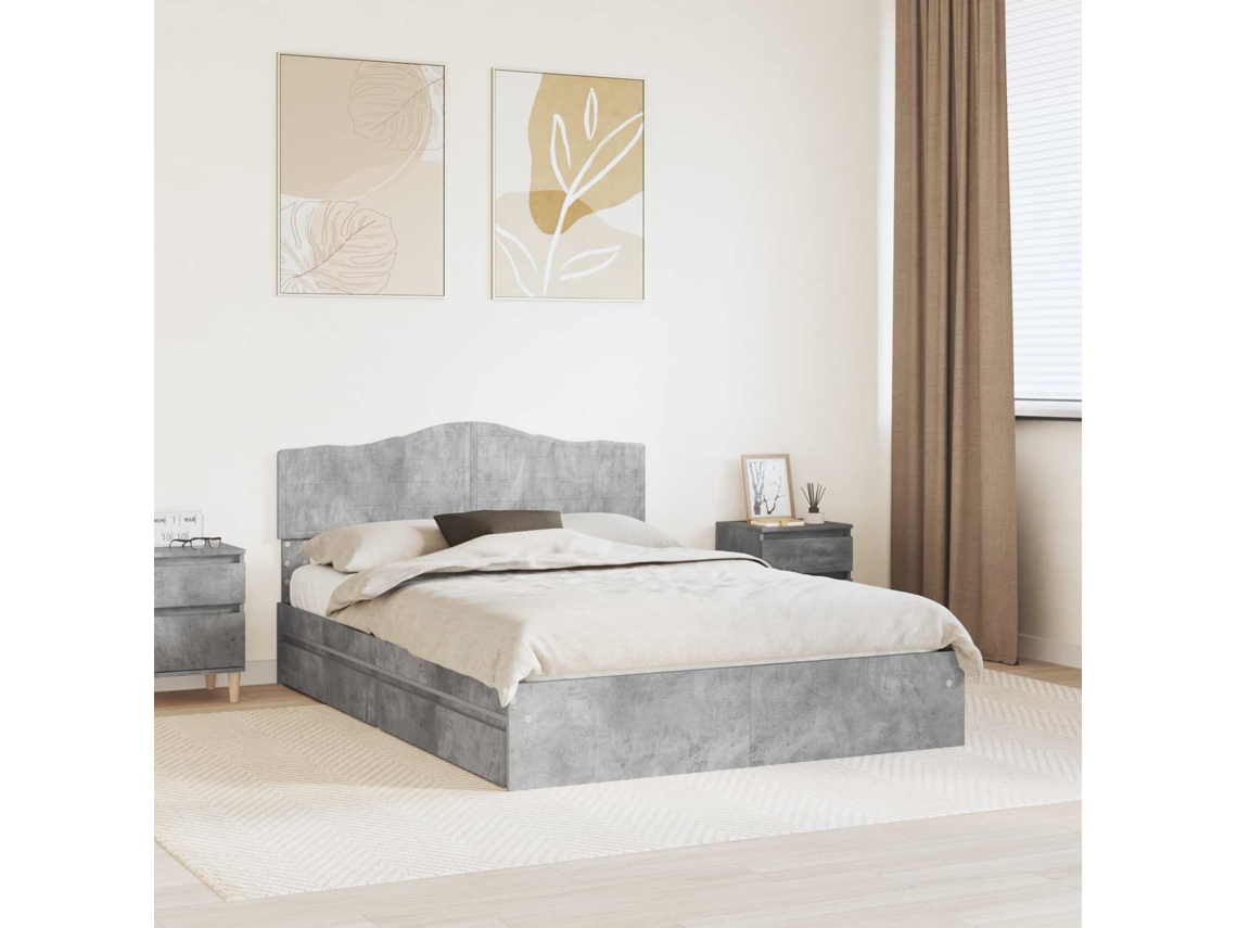 Vidaxl Cama Com Armazenamento Com Gaveta Cinzento 150 X 200 Cm