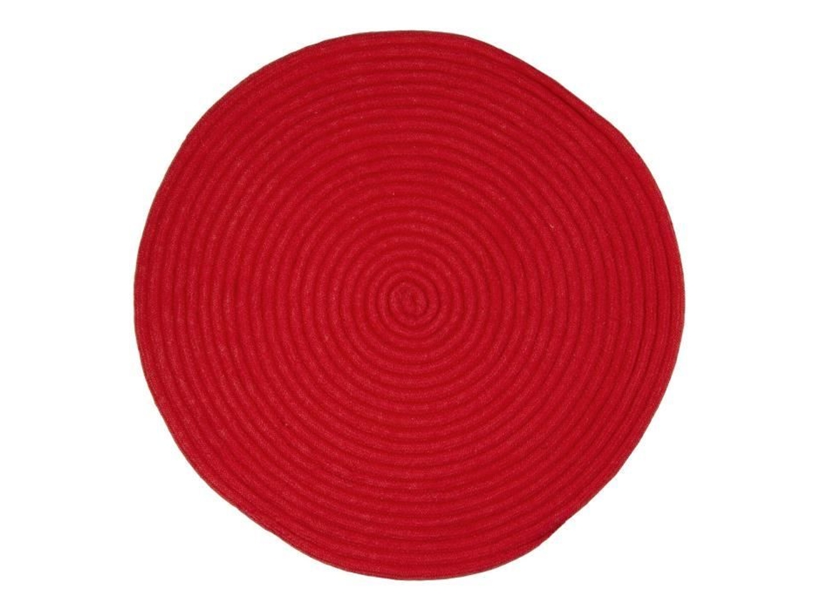Tapete De Algodão Reversível Efeito Corda Vermelho Diâmetro 70