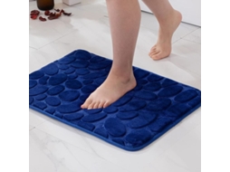 Nova Line tapete de Entrada Banheiro Memória de Espuma Fibra Superfina Antiderrapante 40x60cm Azul Escuro