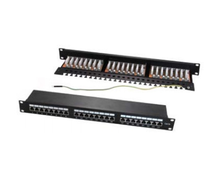 19' Patch Panel Cat.6a STP 24 RJ45 ports 1U with cable management, Black