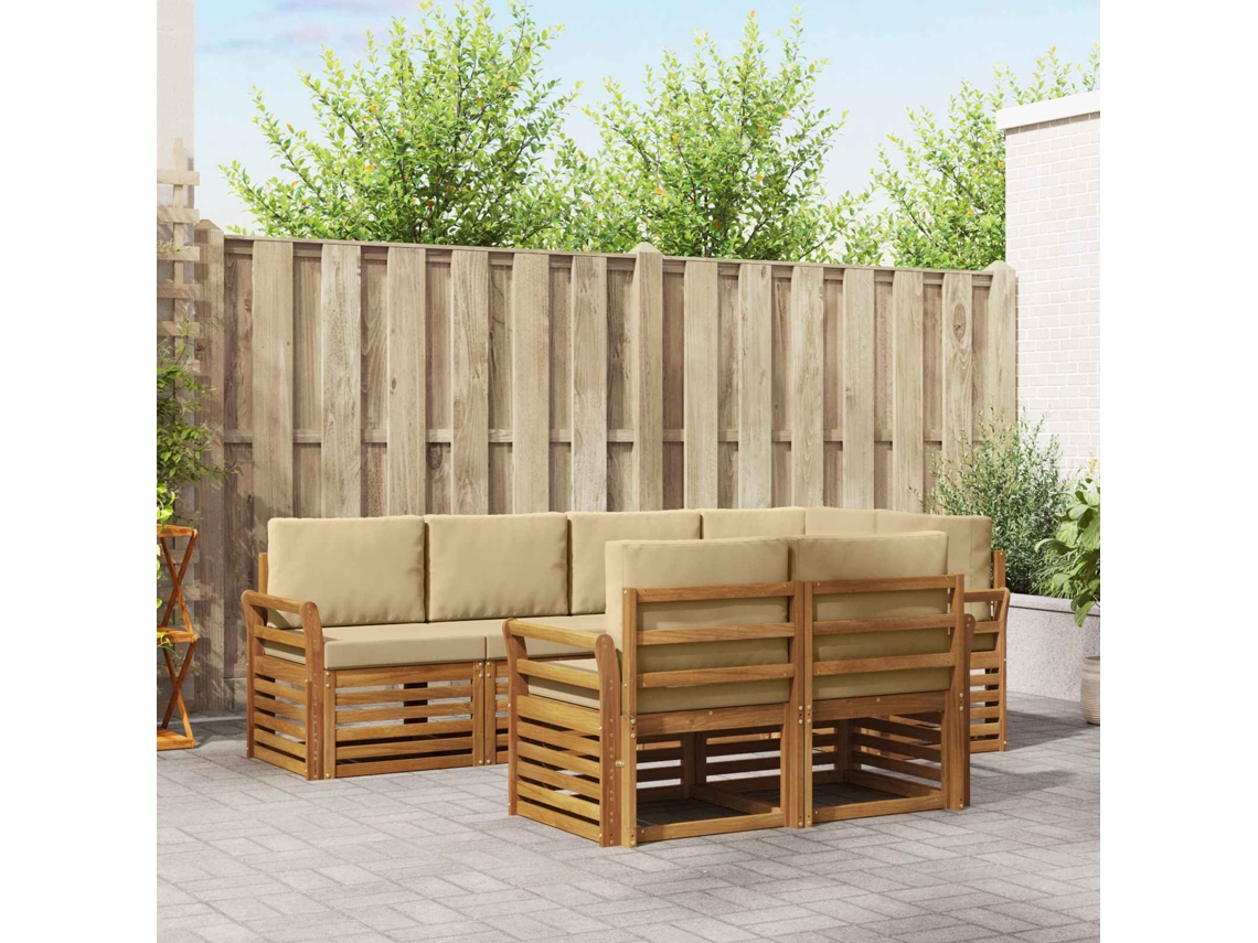 Vidaxl Conjunto De Sofás Para Exterior 7 Unid. Natural E Bege
