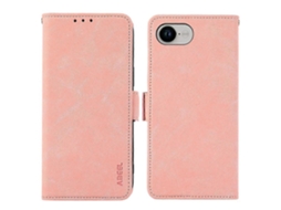 Capa Abeel Para Iphone 16e, Capa De Couro Pu Com Suporte Tipo Fólio E Bloqueio Rfid, Rosa
