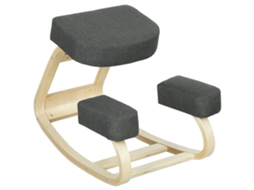 Cadeira Ergonômica com apoio para joelhos em madeira de Bétula e almofada, 51x69x58cm, cinza BTFORUS