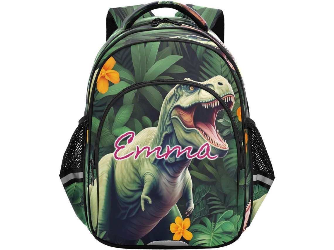 Mochila Escolar Personalizada De 15 Polegadas Para Meninos E Meninas, Ergonômica Verde Com Estampa