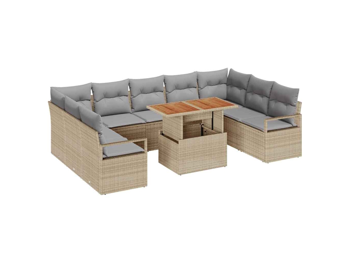Maison Exclusive - Conjunto De Sofá De Jardim Com Almofada 10 Pcs Bege E Cinza