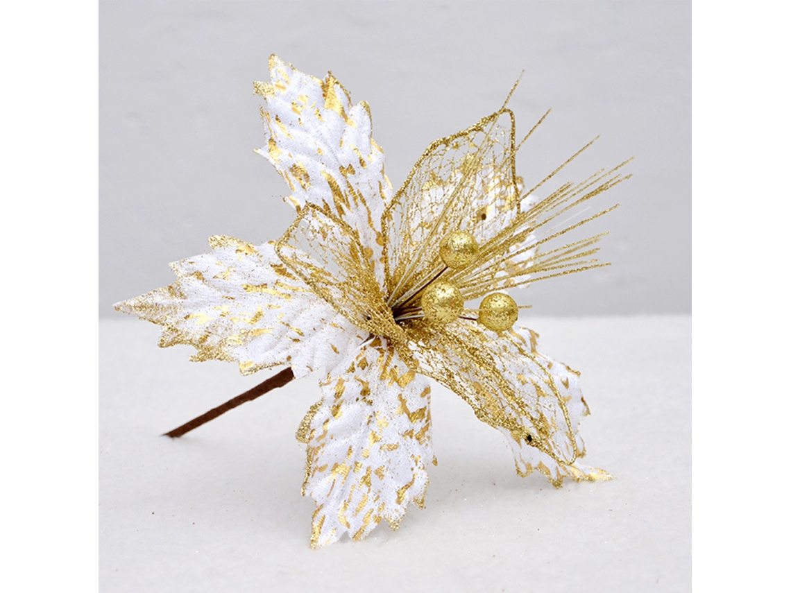 Laxiscreed Pack De 9 Flores De Natal Em Malha Dourada De 22cm Para Decoração Festiva