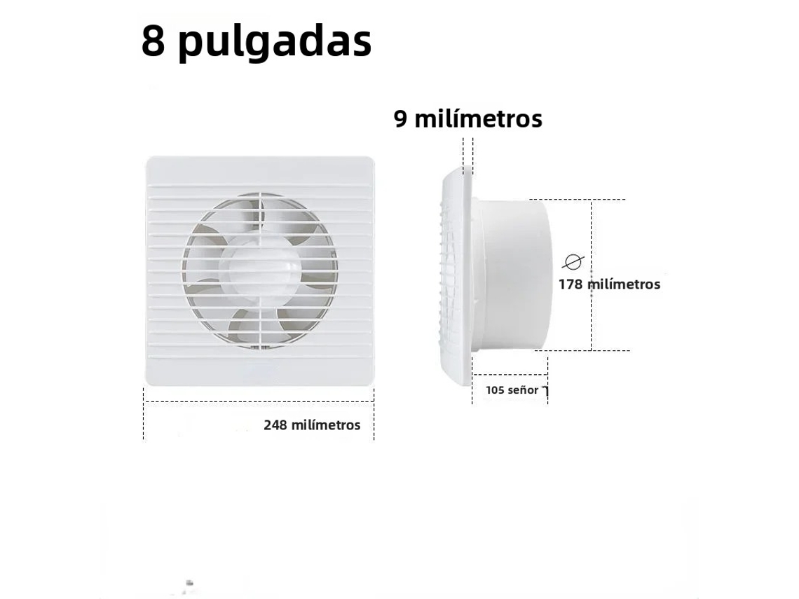 Ventilador de Exaustão para Banheiro Potente e Silencioso MDUG (8 Polegadas)