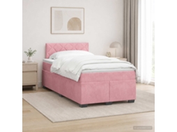 Vidaxl Cama Box Spring Com Colchão E Led Rosa 120 X 190 Cm Veludo