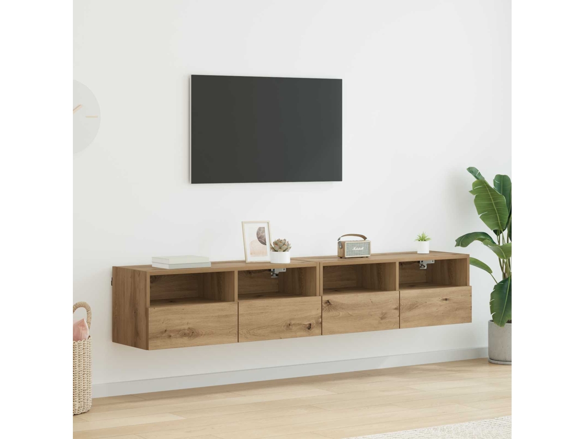 Vidaxl Gabinetes De Tv Na Parede 2 Unid. Carvalho Artesanal