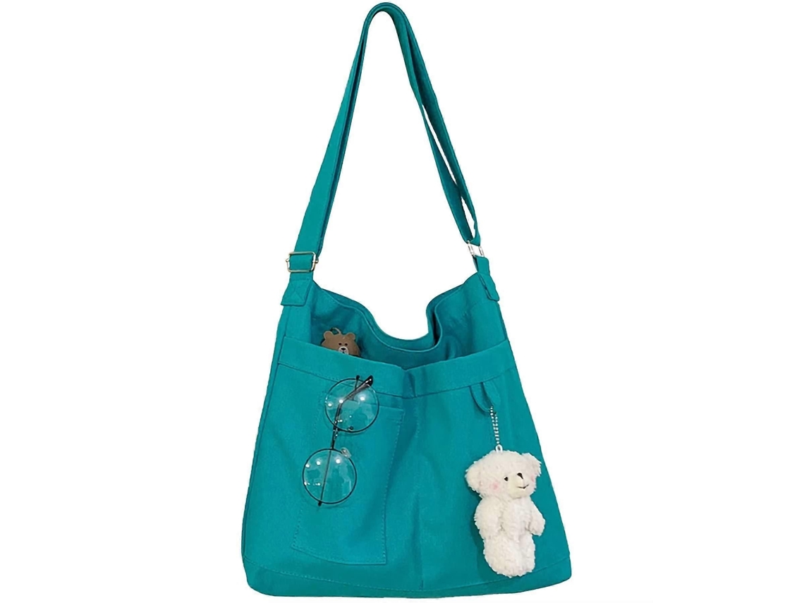 Bolsa de Ombro Lona com Zíper, Transversal Feminina Reutilizável e Lavável para Praia, Compras Dobr Ável, Hobo Ecológica, GOKOCO