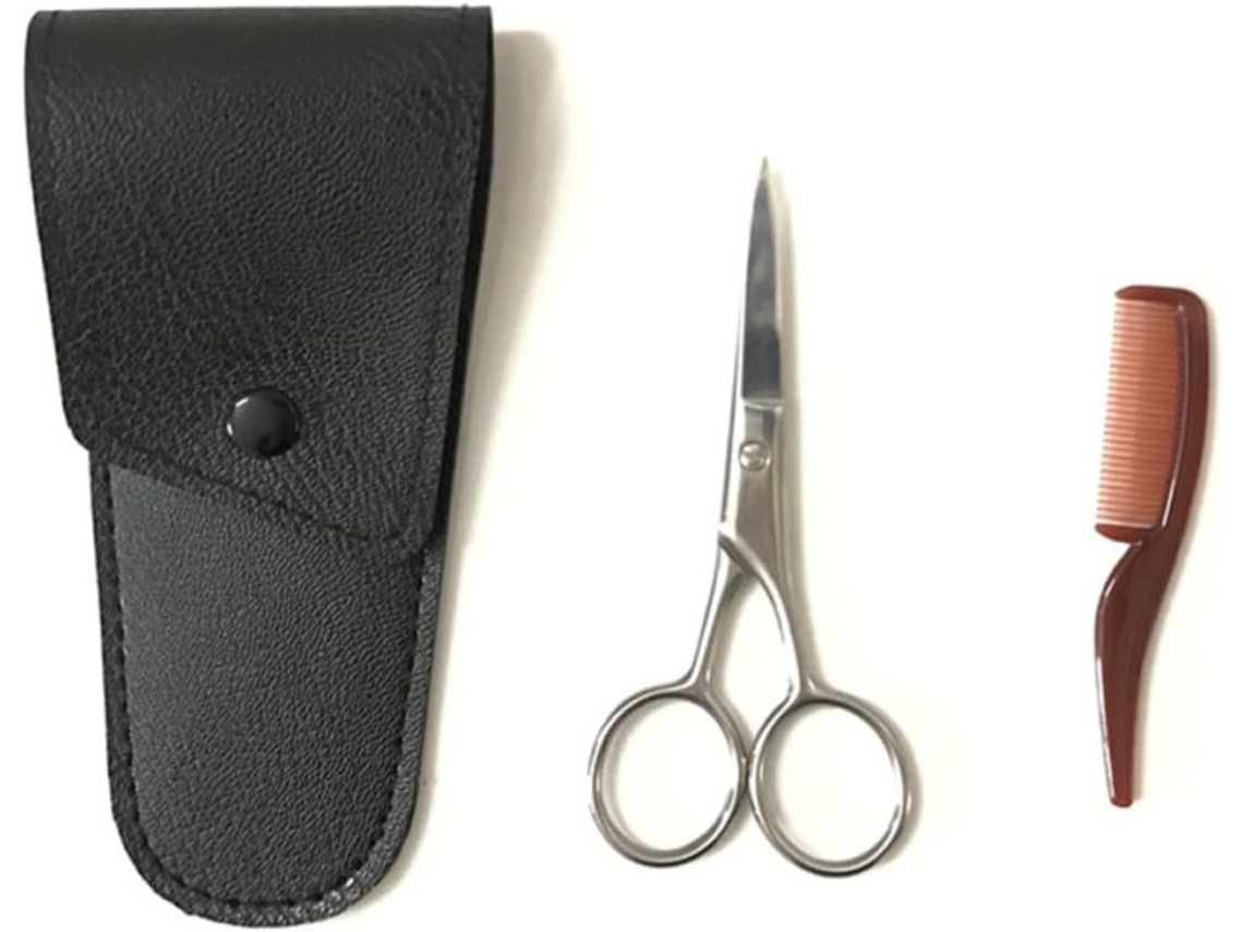 1 Conjunto De Tesouras Para Sobrancelhas E Bigode, Aço Inoxidável Preto, Corte Preciso