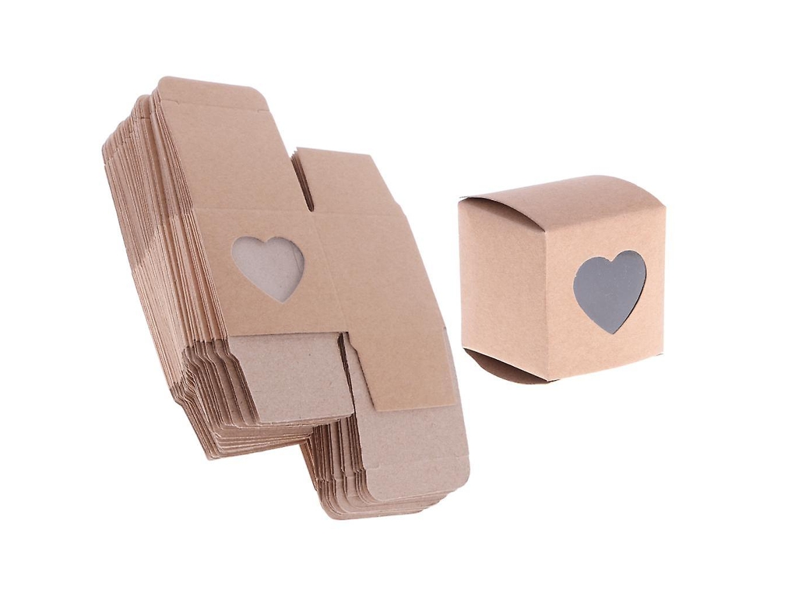 50 Caixas De Presente Rústicas Kraft Para Doces Em Formato De Coração Para Decoração De Janelas E Lembrancinhas De Casamento Hengjian