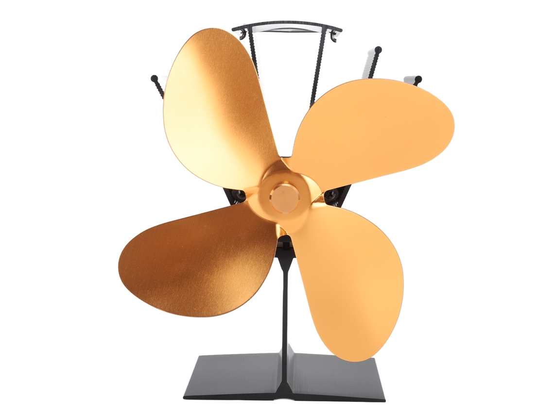 Ventilador Parede Fogão Lenha 4 Lâminas Dourado