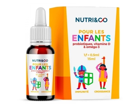 NUTRI&CO para Crianças Probióticos Vitamina D e Ômega 3 15 Ml