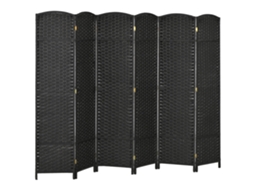 Biombo Polipropileno e Madeira de Pinho Cor Preto 240x1,6x170 cm Homcom