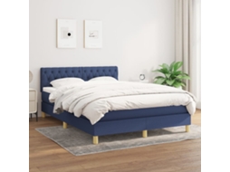 Vidaxl Cama Com Molas/colchão 140x190 Cm Tecido Azul