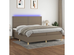 Vidaxl Cama Box Spring Colchão/led 200x200cm Tecido Cinza-acastanhado