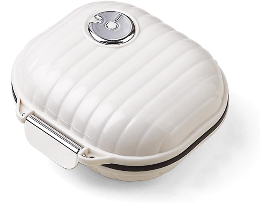 Organizador De Comprimidos Portátil Quadrado Para Viagem Semanal, Porta, Comprimidos Fofo E À Prova De Umidade, Branco, Creme