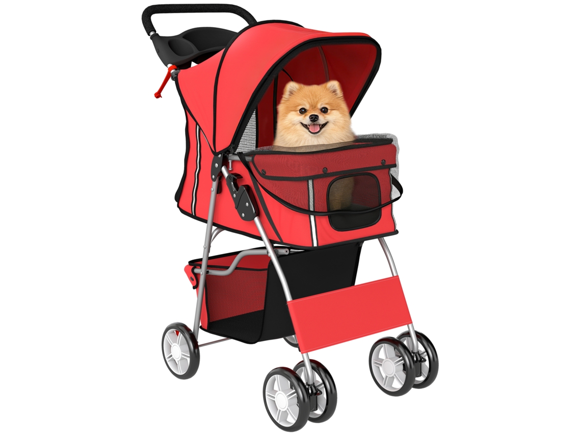 Carrinho Para Pequenos Com Cesto De Armazenamento, Porta-copos, Rodas E Almofada Lavável, 77x44x102 Cm, Vermelho