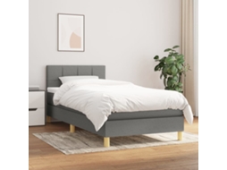 Vidaxl Cama Com Molas/colchão 90x190 Cm Tecido Cinza-escuro