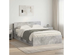 Vidaxl Estrutura De Cama Com Armazenamento Cinzento Cimento