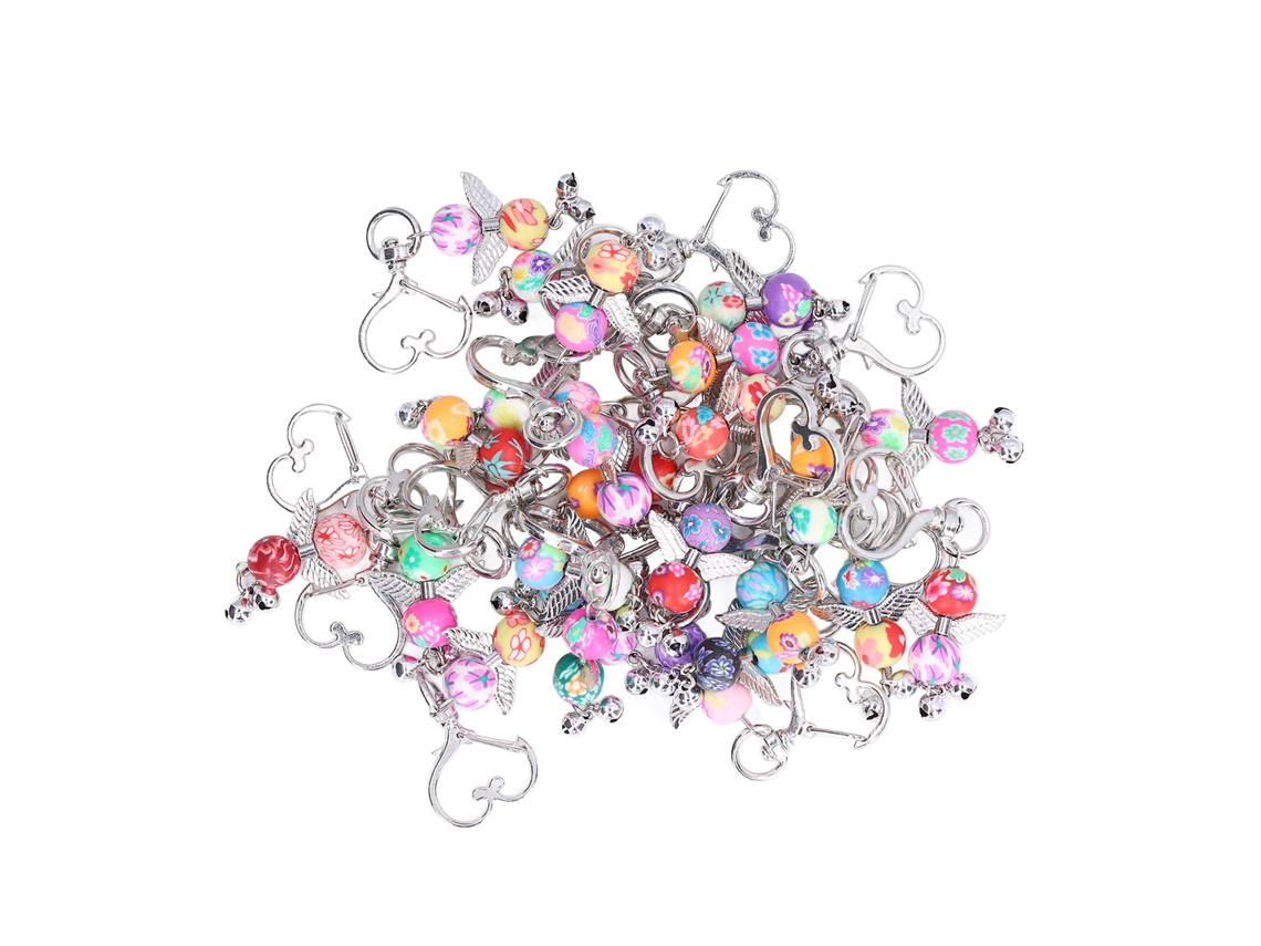Pingente Chave Asa Anjo Metal 30pcs com Pérolas Decorativo