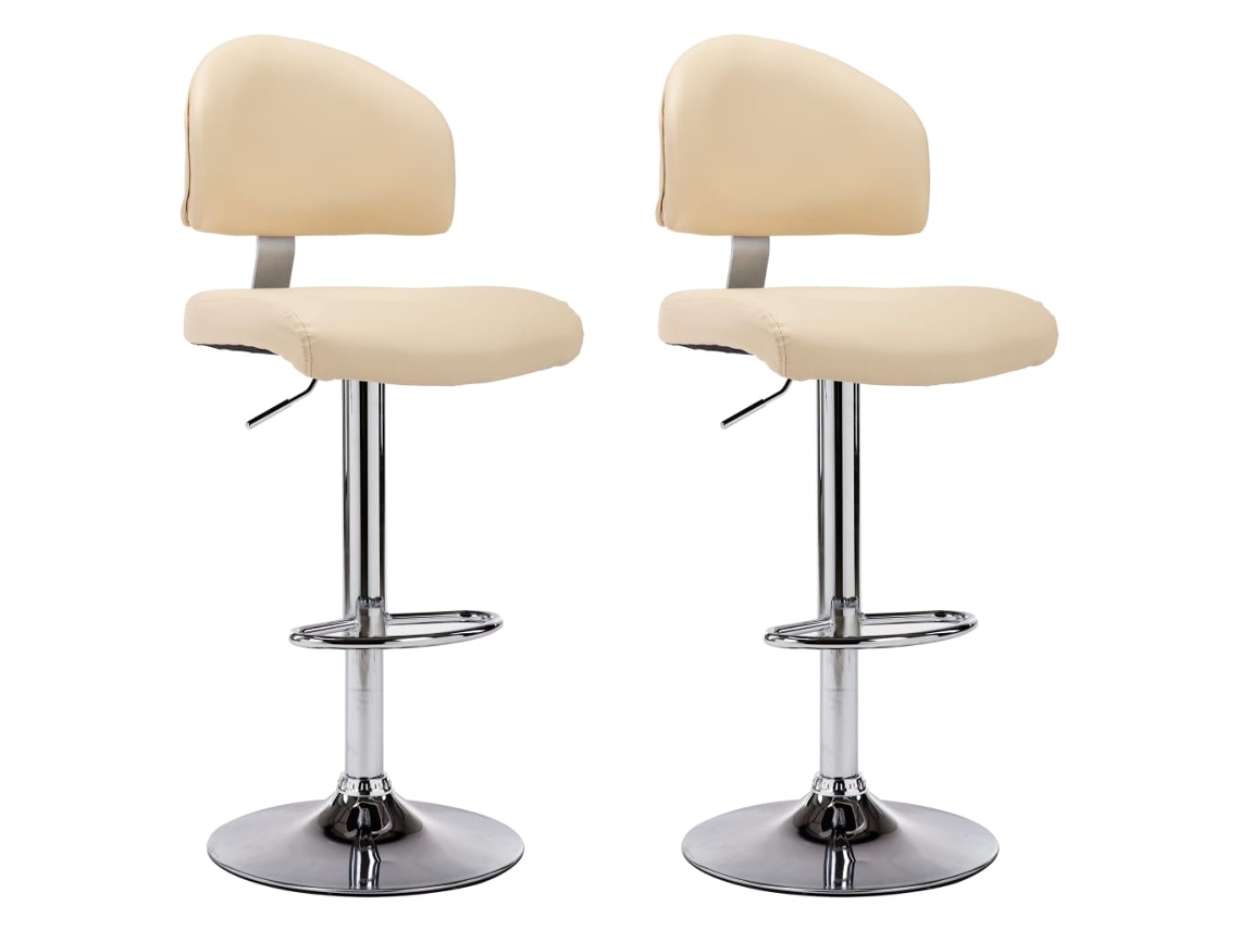 Bancos de Bar 2 Pcs Couro Artificial Cor Creme MAISON EXCLUSIVE