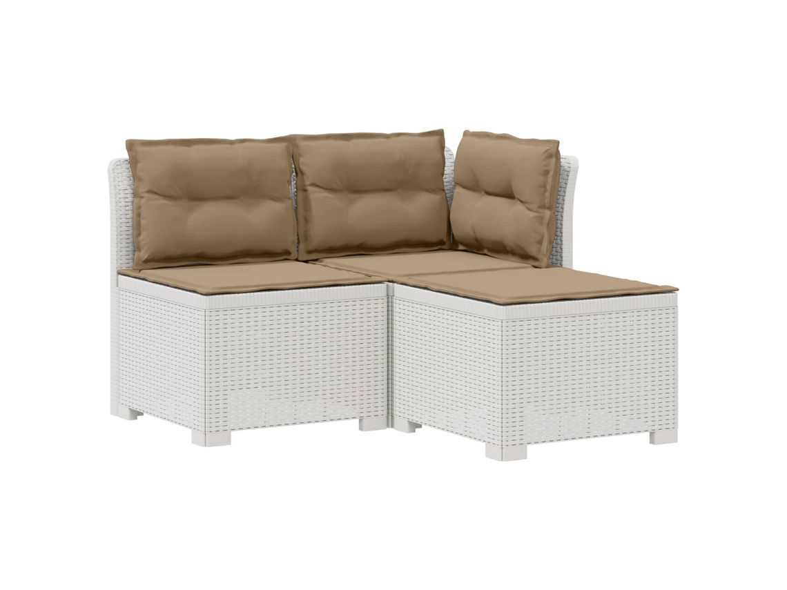 Maison Exclusive - Sofá De Jardim 3 Lugares Com Almofadas Visual Rattan Pp Branco