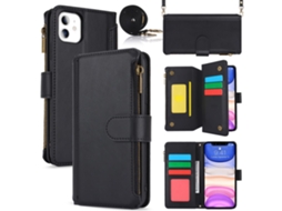 Capa Para Iphone 11 Pele Sintética Com Porta-cartões Preto