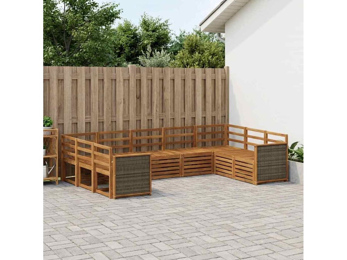 Vidaxl Conjunto De Sofá Sectional 7 Pcs Natural