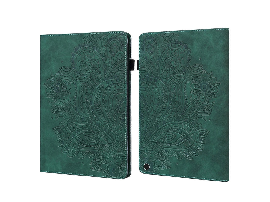 Capa de couro com padrão de pavão em relevo para tablet Google Pixel Webake