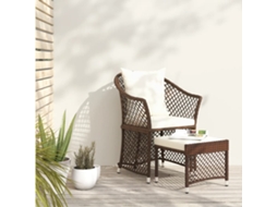 Vidaxl 2 Pcs Conjunto Lounge De Jardim C/ Almofadões Vime Pe Castanho