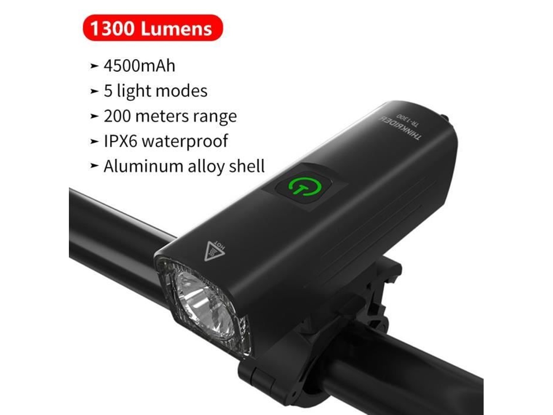 Decoração de Bicicleta Farol de Bicicleta 1300Lumen 4500Mah Lanterna de Guidão Carregador Usb para Mtb Ciclismo de Estrada Tr-1300D73