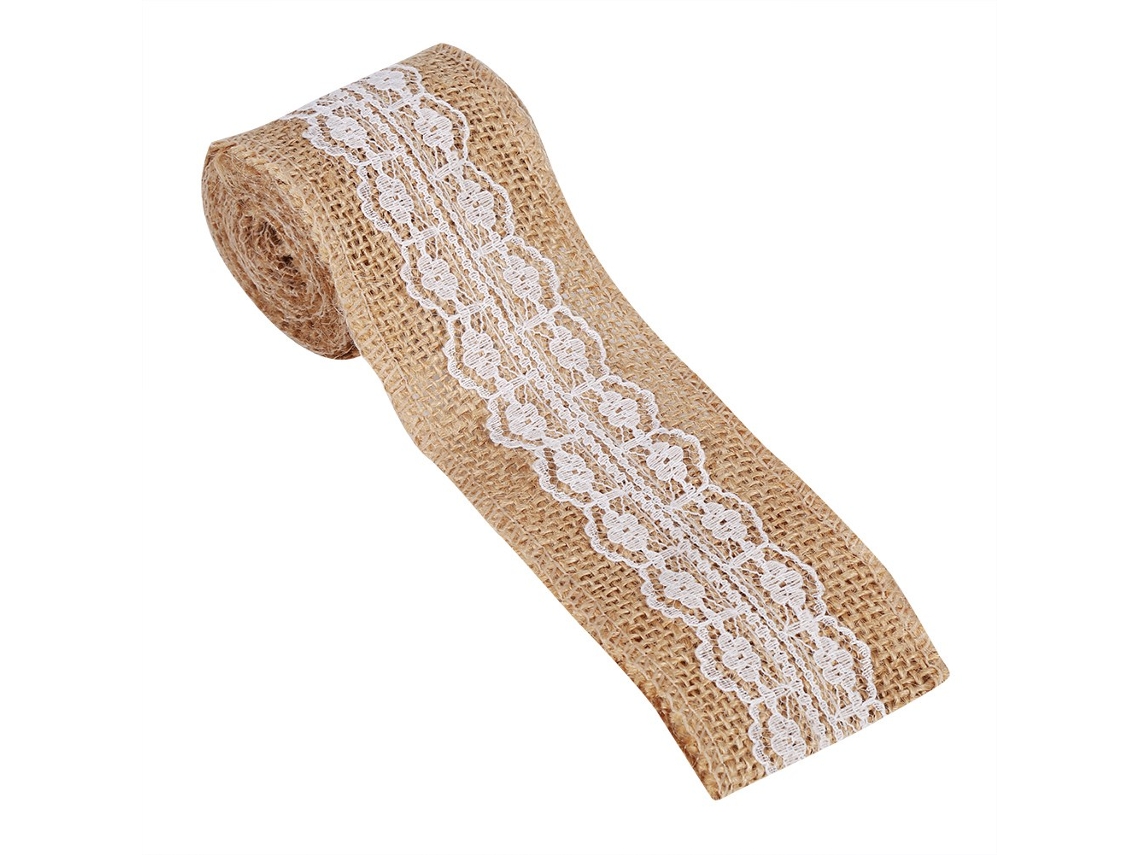 Fita de Juta com Renda Branca LAXISCREED