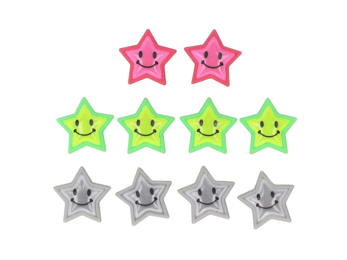 10pcs Clipes De Raios De Bicicleta Pvc Reflexivo Decorativos Estrela Colorido Para Crianças