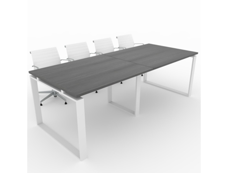 Mesa de Reunião de Casa e de Escritório. Estrutura Fechada Cor Branca Tampo de Mesa em Melamina Carvalho Ébano 240X100. Fabricada em Espanha. OFICIT